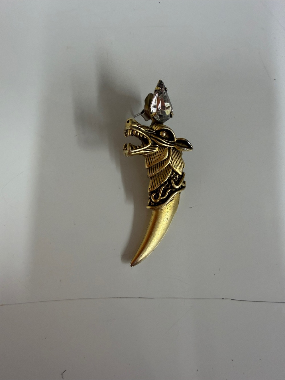 Gold Dragon Claw Terrarium Accent with Clear Crystal